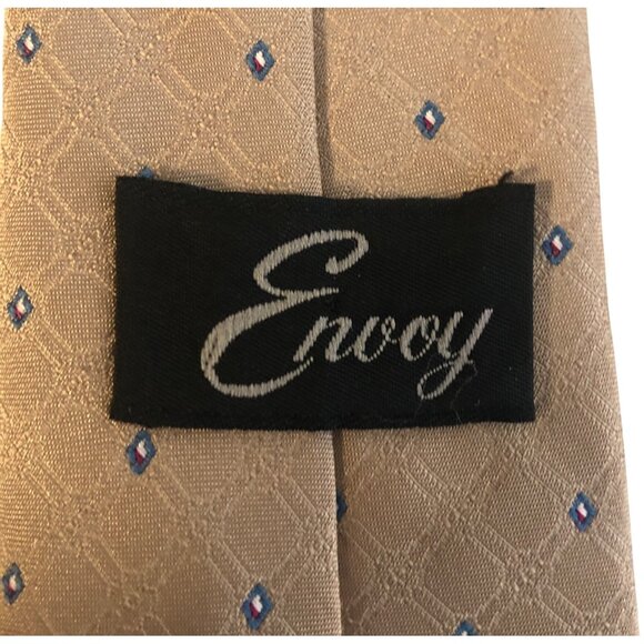 Envoy Tie Brown Blue Diamond Mens Necktie Vintage Office Work Formal Dad Gift - Picture 5 of 6